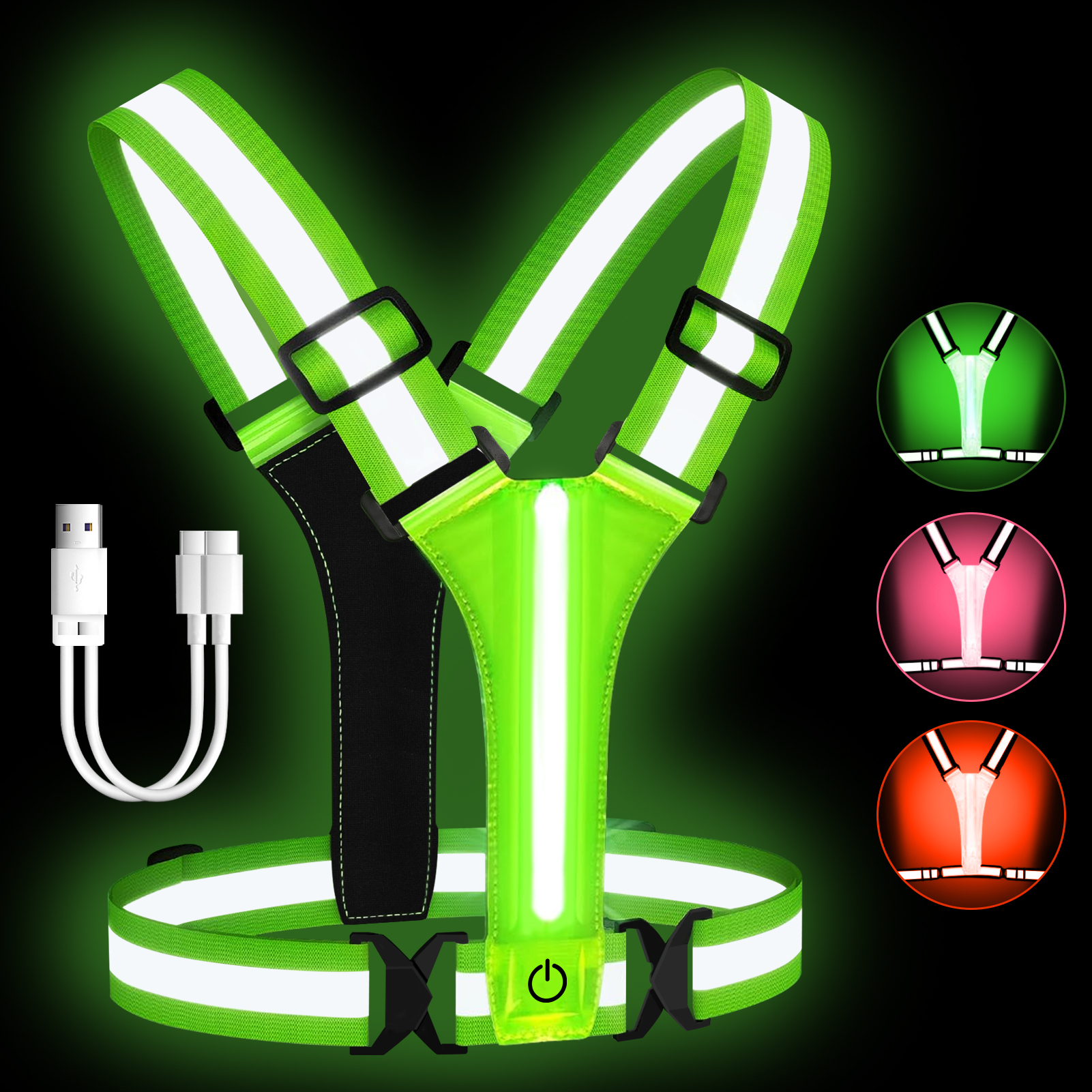 Running Gear Winter Men - Adjustable LED Reflective Vest Running Gear